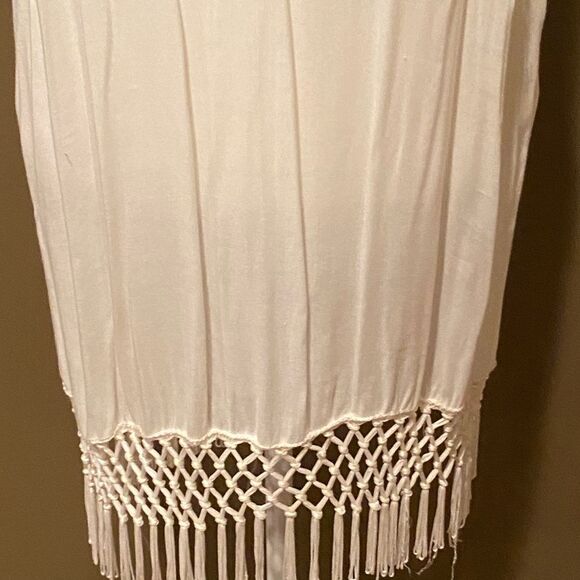 Mud Pie Swimsuit Coverup Size Small Fringe Bottom Tie Neck - Picture 5 of 10